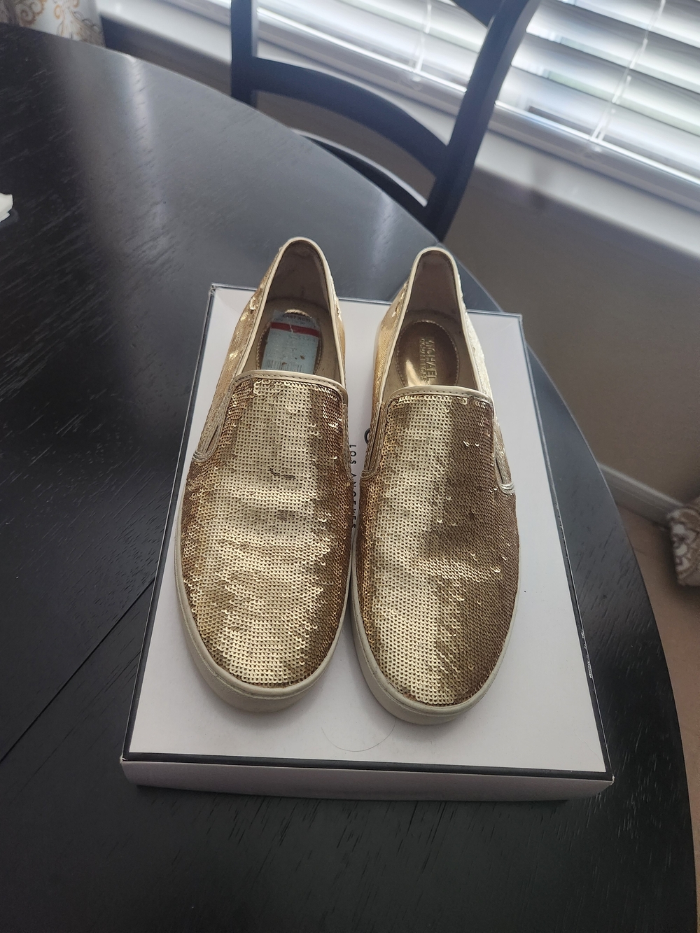 Michael Kors Gold Sequin Slip-On Loafers